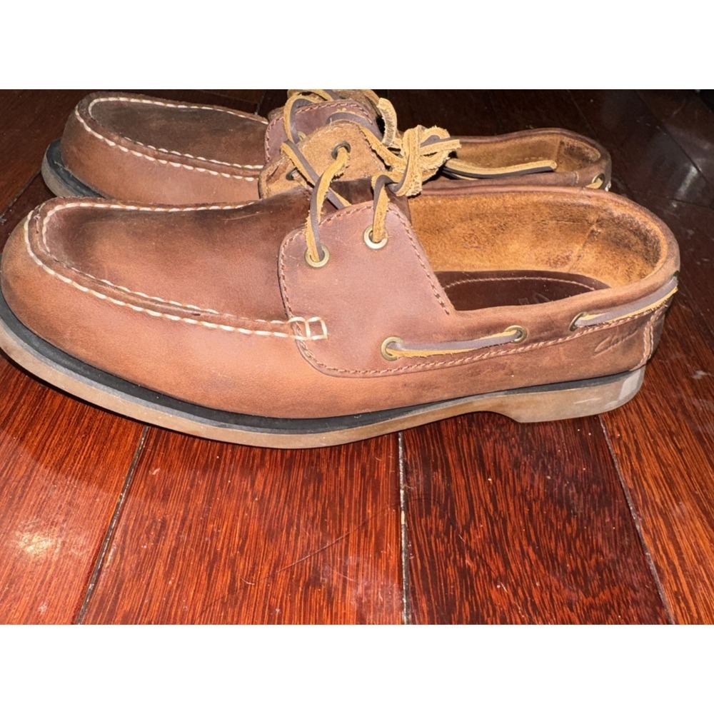 Clarks Shoes Mens7 M Morven Sail Boat Brown Leather Lace Up Comfort Low Org 110$